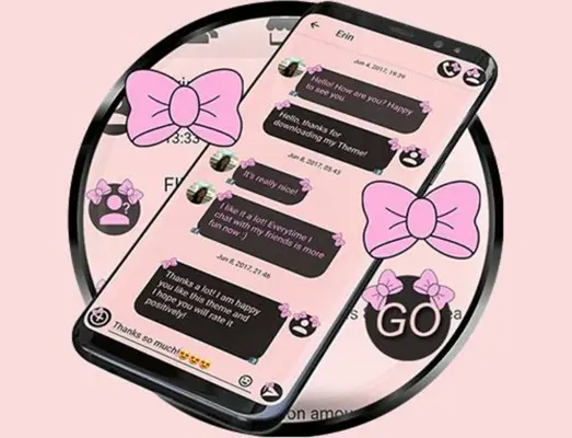 SMS Theme Ribbon Pink messages android App screenshot 0