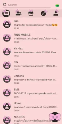 SMS Theme Ribbon Pink messages android App screenshot 5