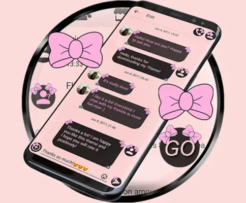 SMS Theme Ribbon Pink messages android App screenshot 7